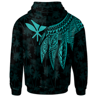 Polynesian Hawaii Kanaka Maoli Zip up Hoodie Polynesian Wings (Turquoise) - Polynesian Pride