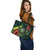 Tokelau Polynesian Leather Tote Bag - Green Turtle Hibiscus - Polynesian Pride