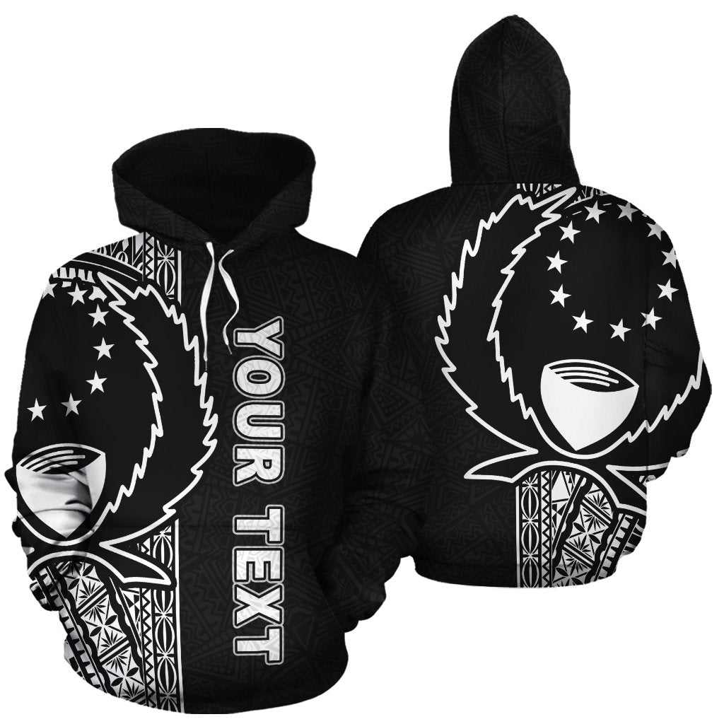 Pohnpei Polynesian Custom Hoodie White Line Unisex Black - Polynesian Pride