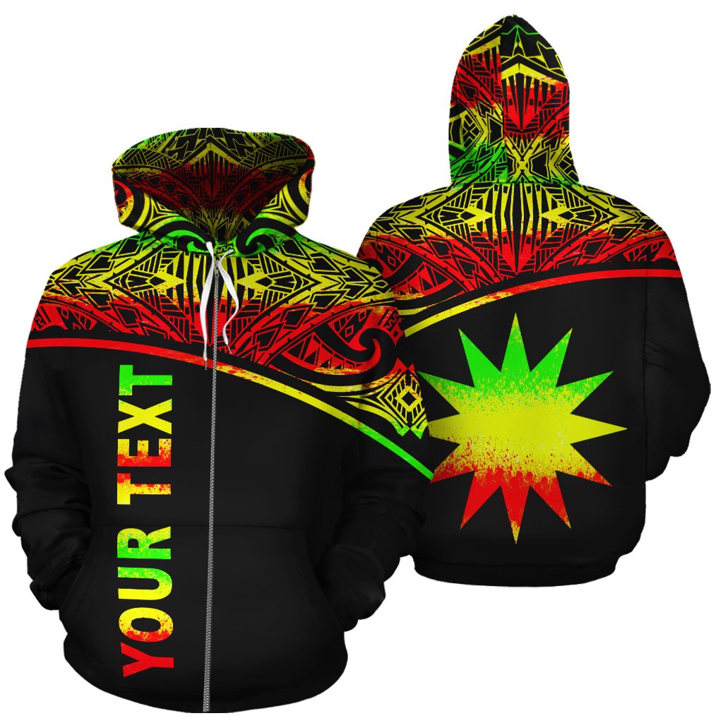 Nauru Polynesian Custom Zip up Hoodie Reggae Curve Unisex Reggae - Polynesian Pride