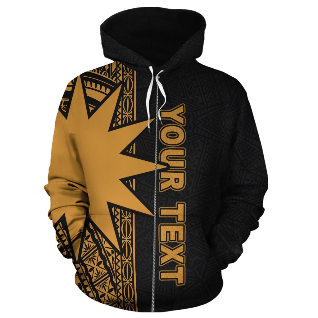 Nauru Polynesian Custom Zip up Hoodie Gold Line - Polynesian Pride