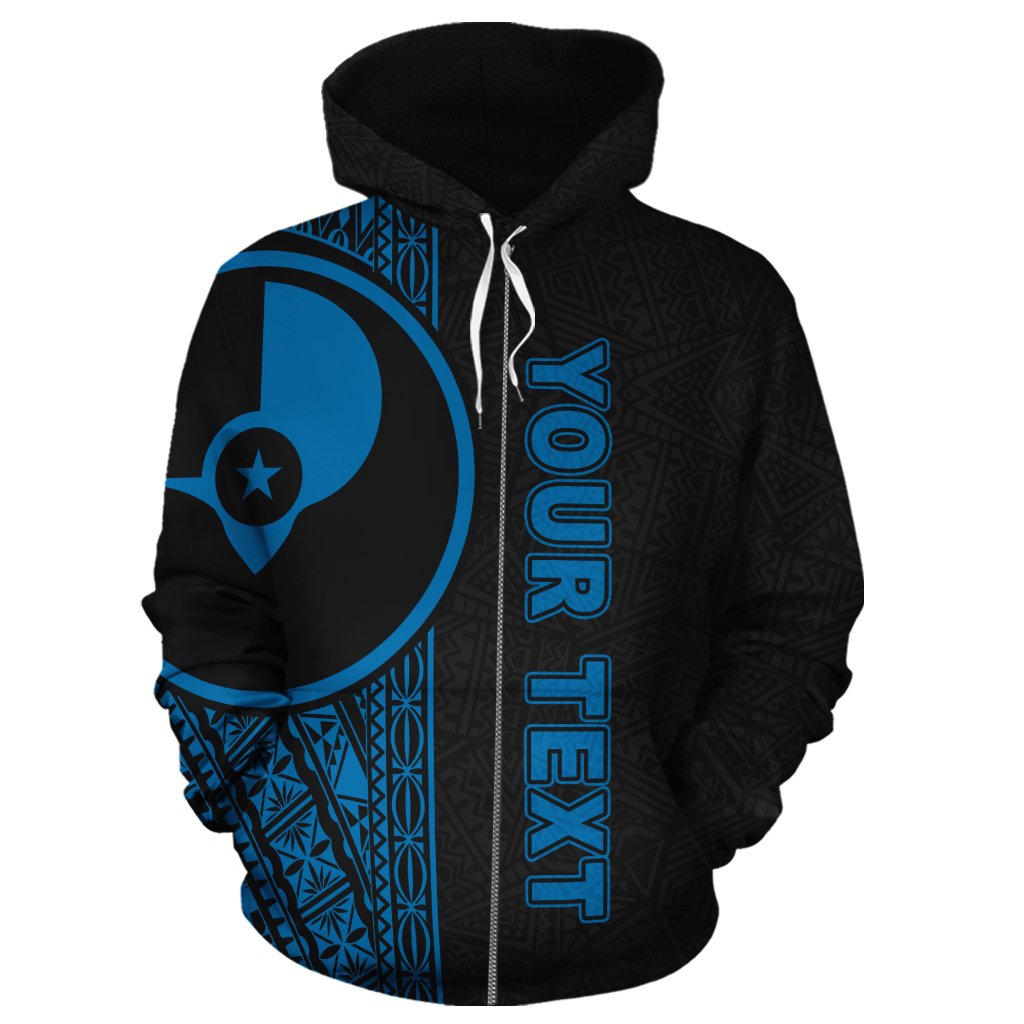Yap Polynesian Custom Zip up Hoodie Blue Line - Polynesian Pride
