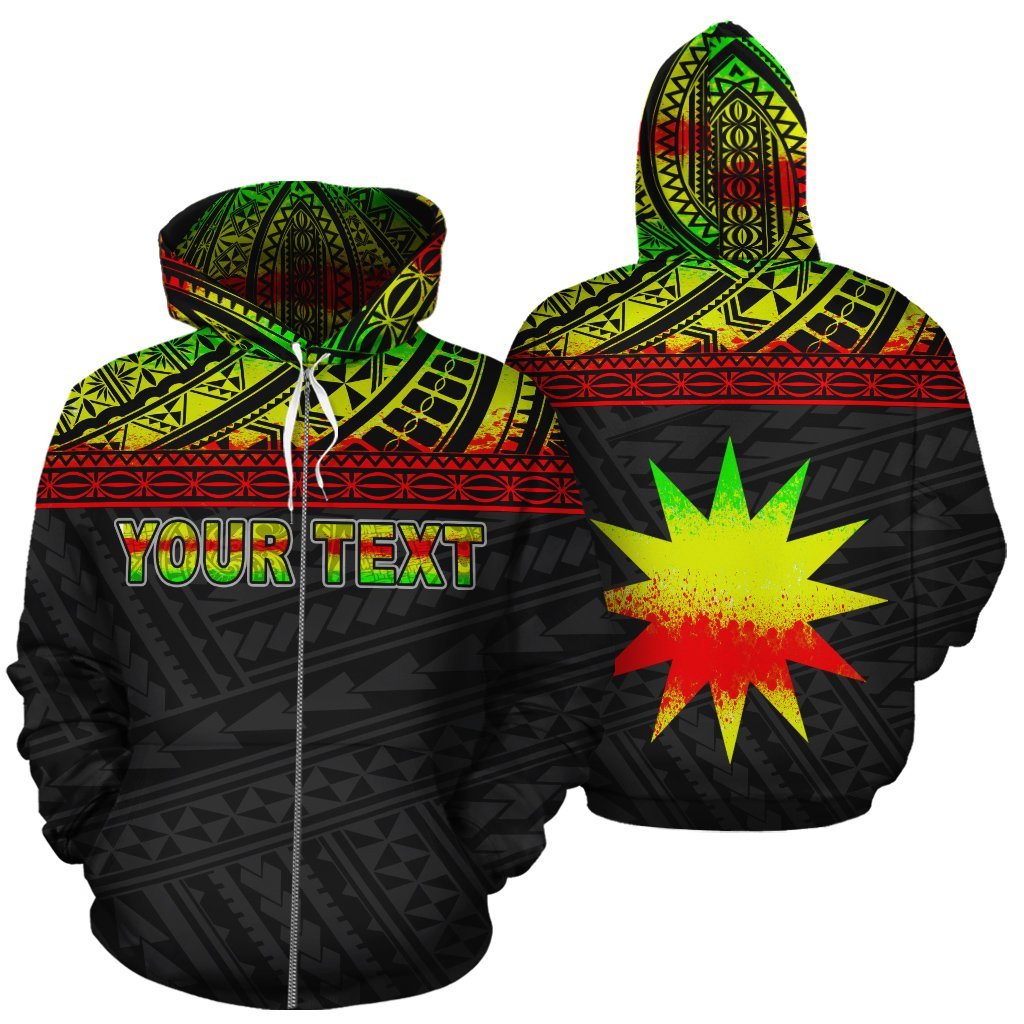 Nauru Polynesian Custom Zip up Hoodie Reggae Unisex Reggae - Polynesian Pride