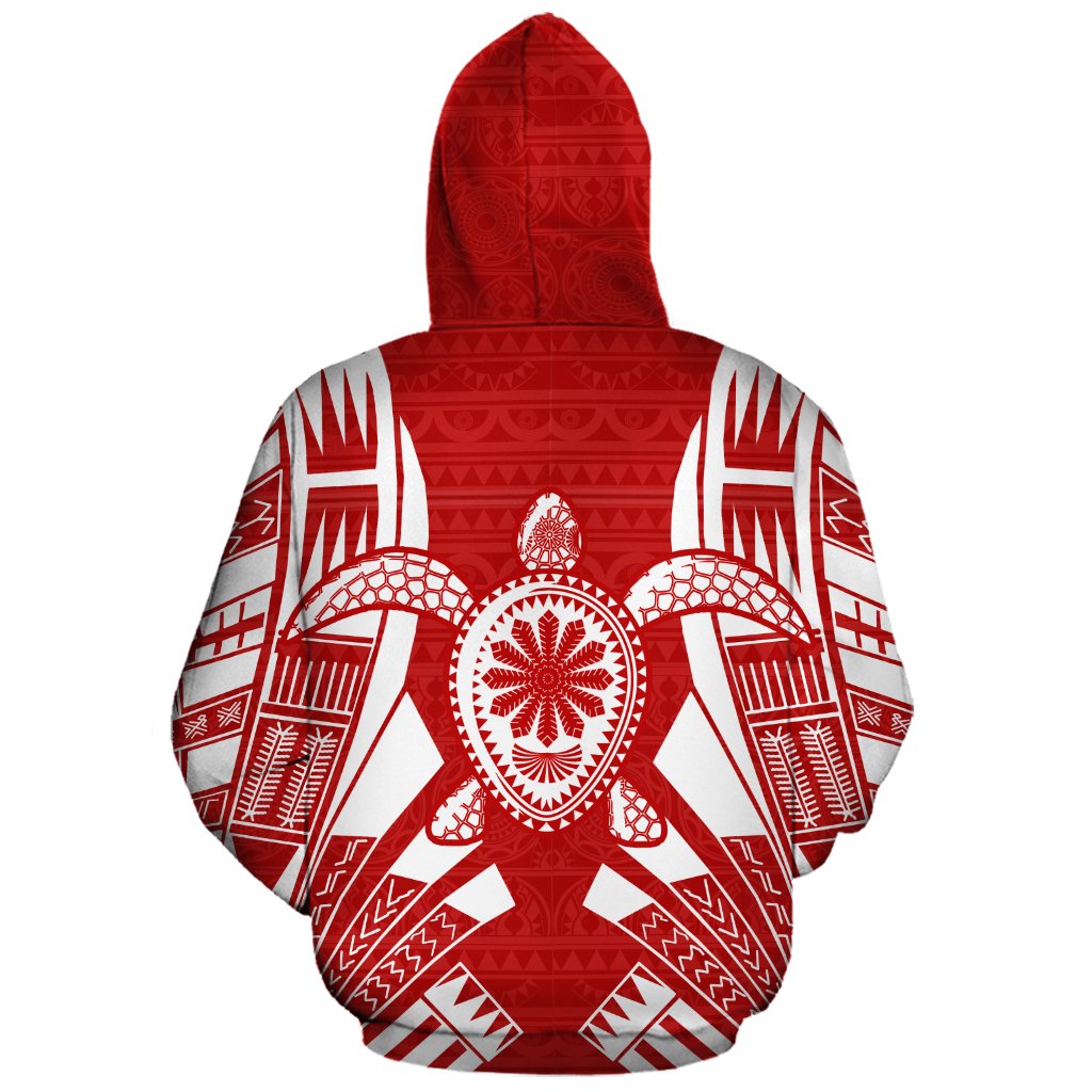 Turtle Polynesian Custom Zip up Hoodie Red Tattoo - Polynesian Pride