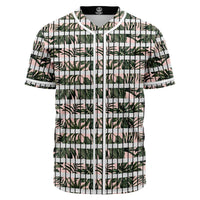 Hawaii Tropical Dark Green Leaves Seamless Baseball Jersey Black - Polynesian Pride