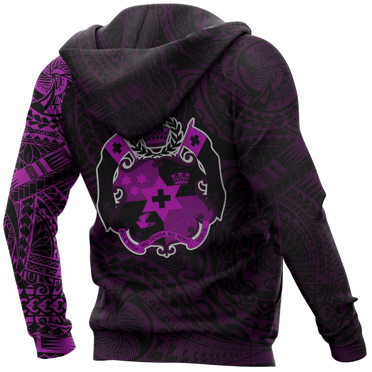 Tonga Hoodie Tonga Coat of Arms Polynesian Tattoo Style Pink - Polynesian Pride
