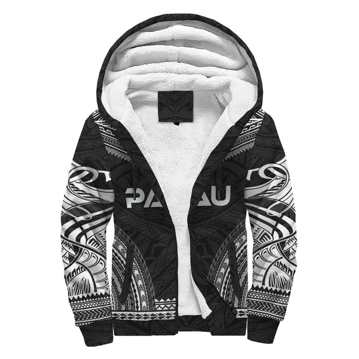 Palau Sherpa Hoodie - Polynesian Chief Black Version Black - Polynesian Pride