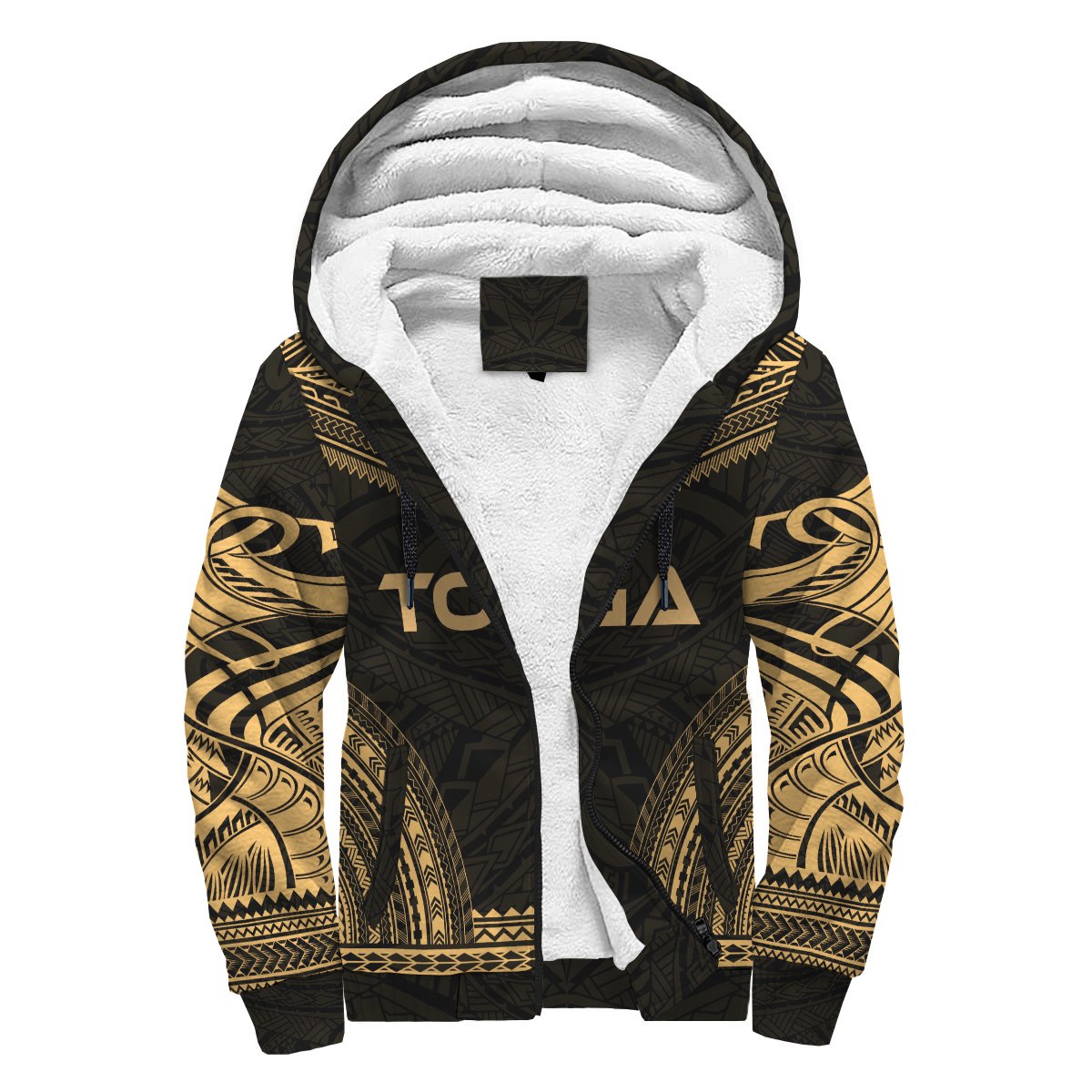 Tonga Sherpa Hoodie - Polynesian Chief Gold Version Gold - Polynesian Pride