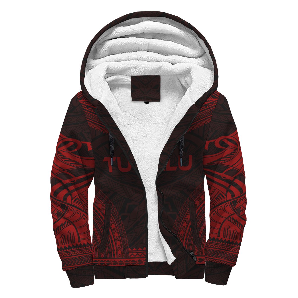 Tuvalu Sherpa Hoodie - Polynesian Chief Red Version Red - Polynesian Pride