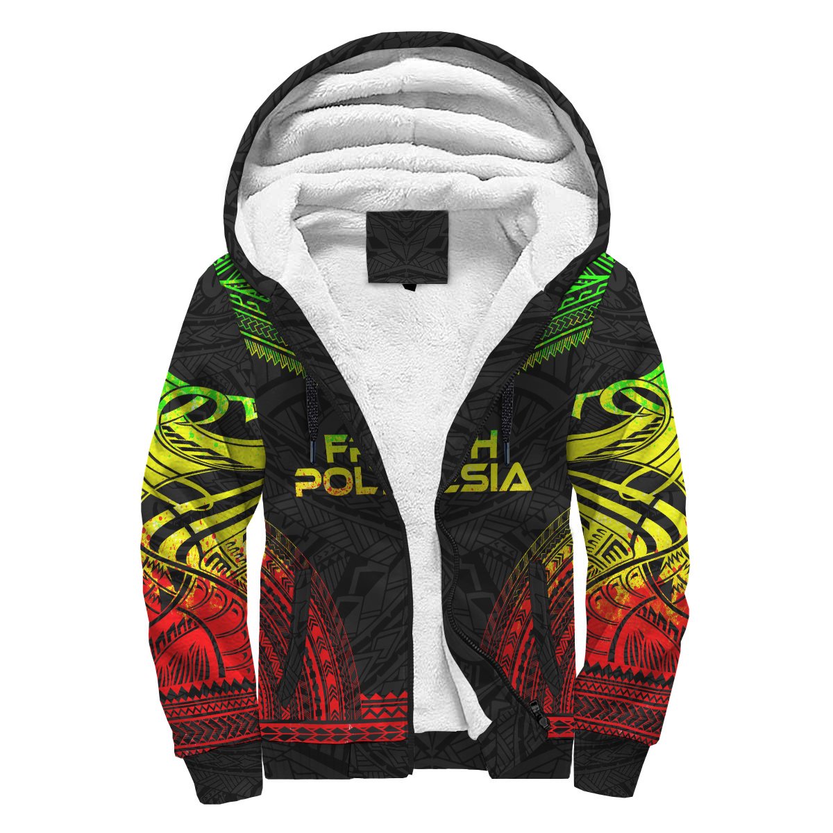 French Polynesia Sherpa Hoodie - Polynesian Chief Reggae Version Reggae - Polynesian Pride