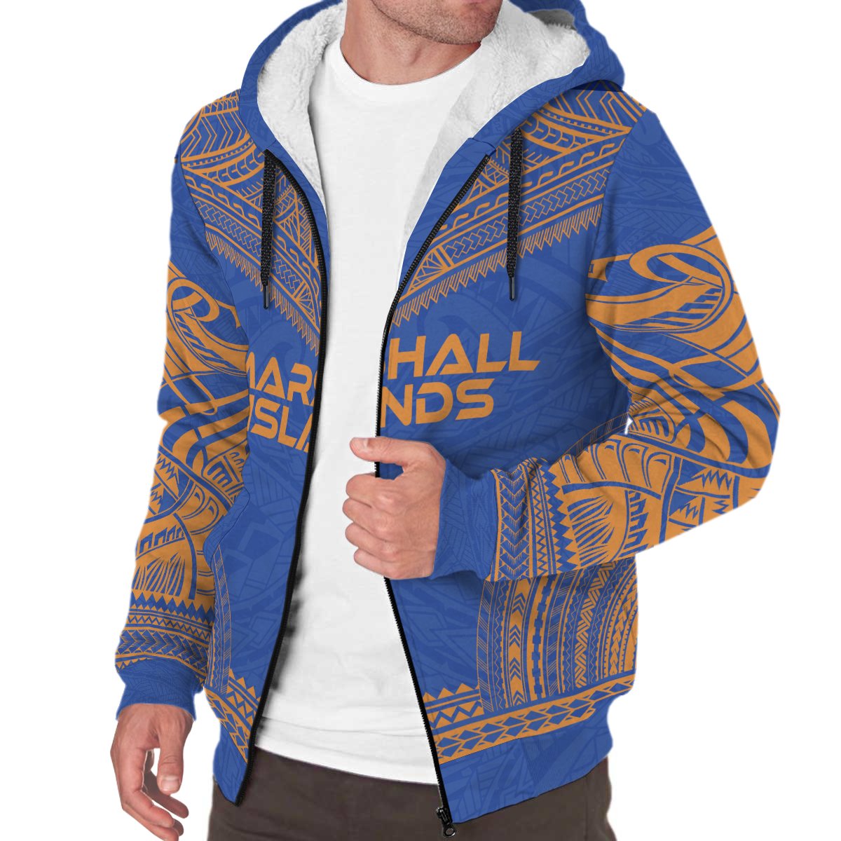 Marshall Islands Sherpa Hoodie - Polynesian Chief Flag Version - Polynesian Pride