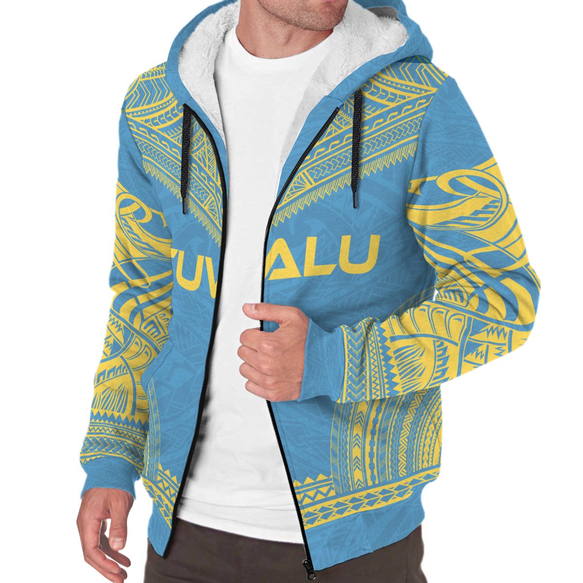 Tuvalu Sherpa Hoodie - Polynesian Chief Flag Version - Polynesian Pride