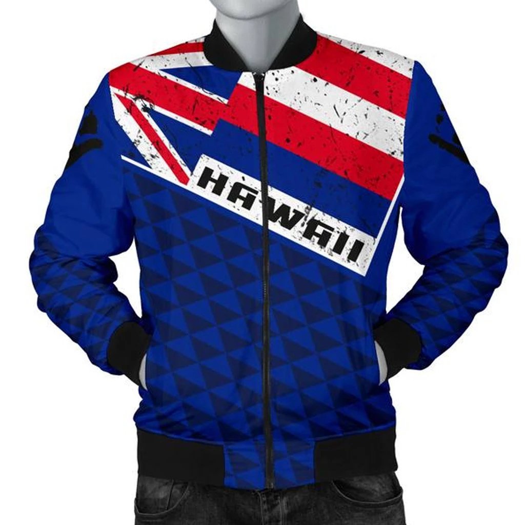 Hawaii Old Flag Men's Bomber Jacket Blue - Polynesian Pride