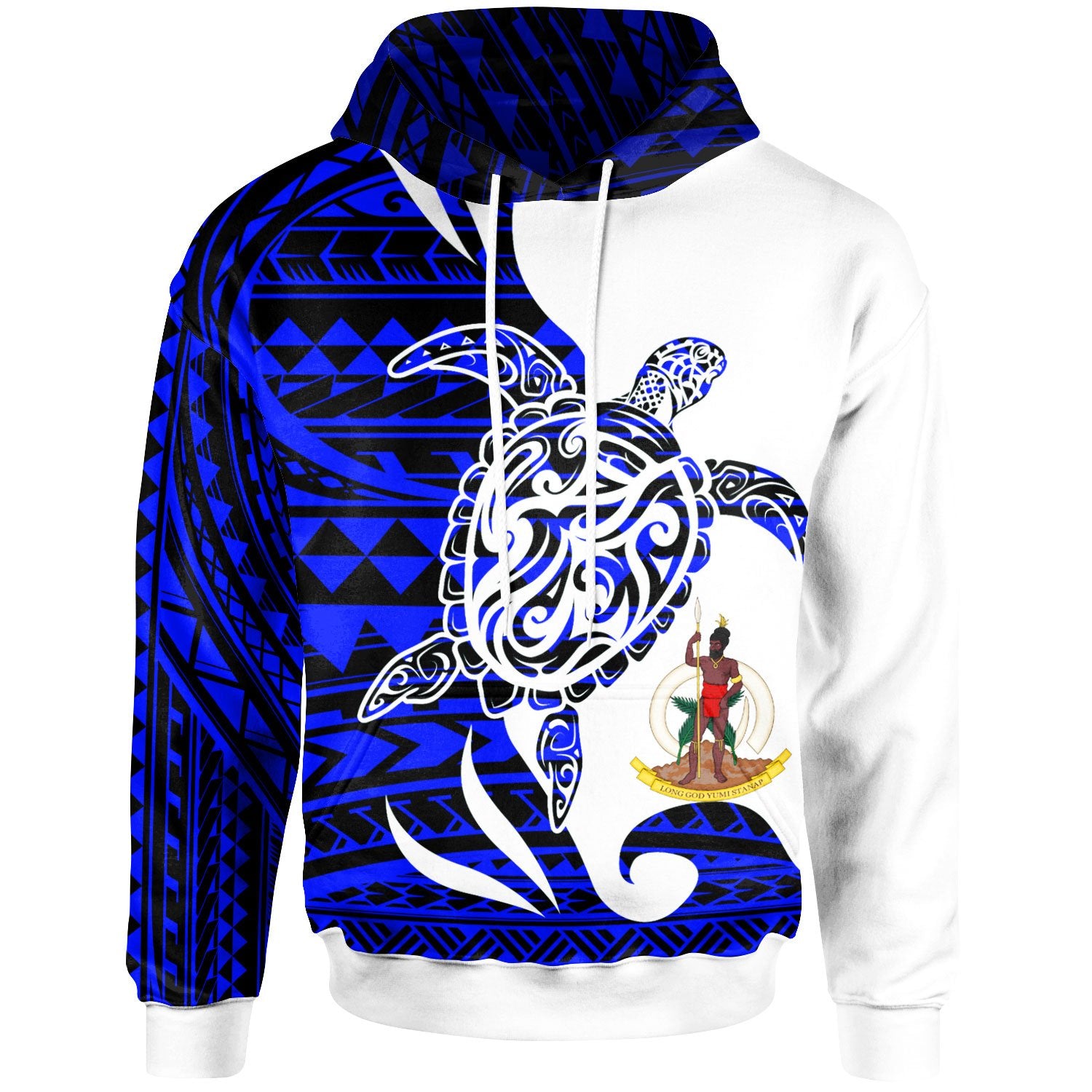 Vanuatu Custom Hoodie Mega Turtle Unisex Blue - Polynesian Pride