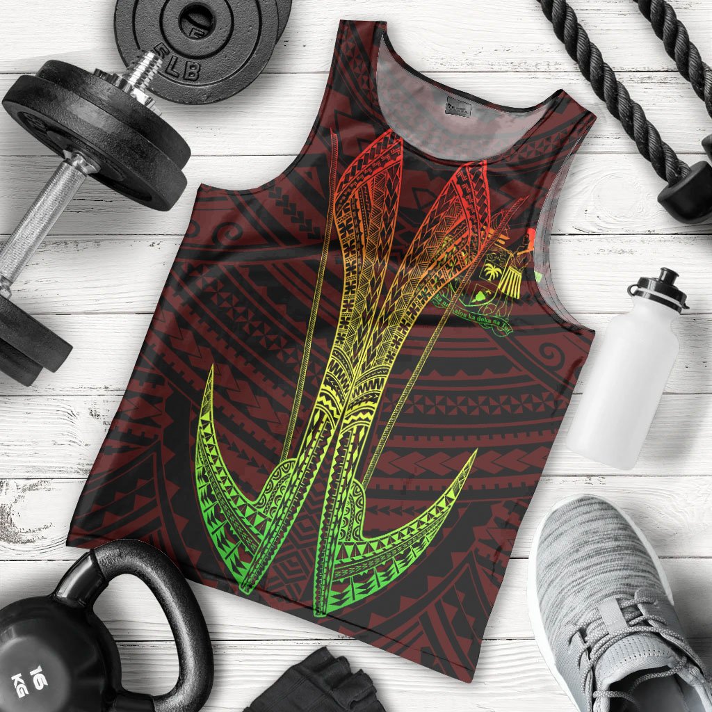 Fiji Custom Personalised Polynesian Men's Tank Top - Fish Hook Ver2 Red - Polynesian Pride