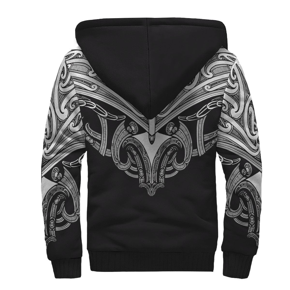 Maori Tattoo Sherpa Hoodie Koru White - Polynesian Pride