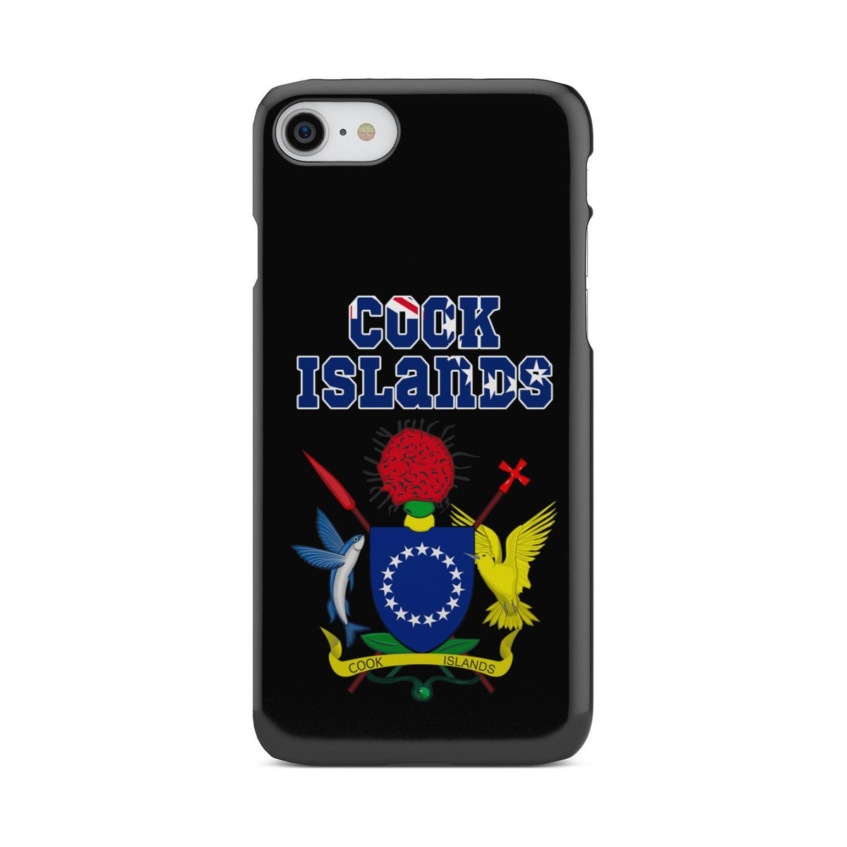 Cook Islands Phone Case - Coat of Arm Name iPhone 7 One Size Black - Polynesian Pride