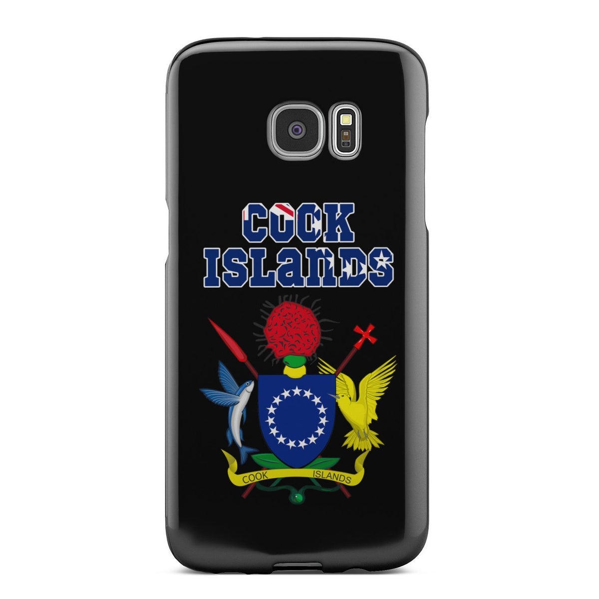 Cook Islands Phone Case - Coat of Arm Name Samsung Galaxy S7 Edge One Size Black - Polynesian Pride