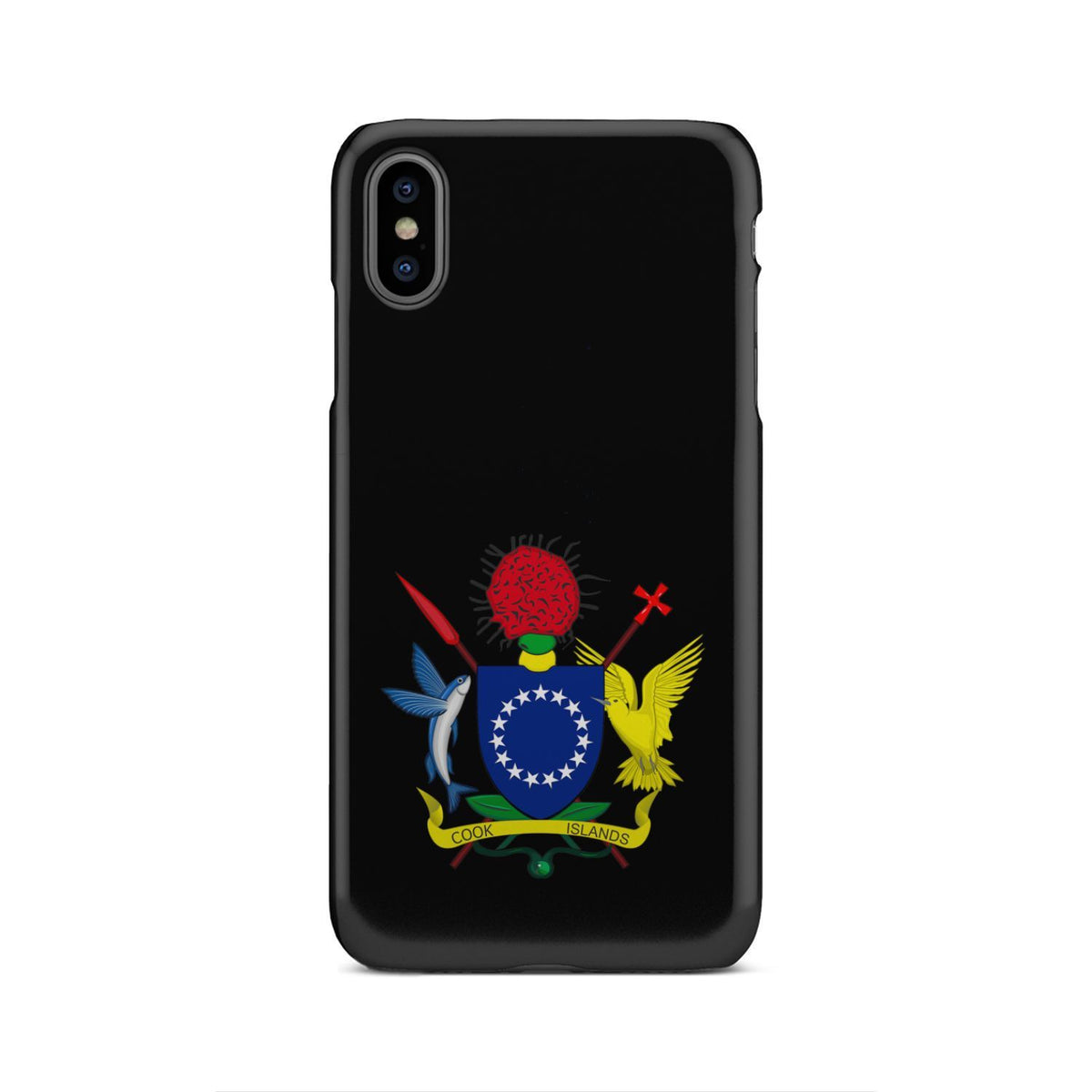 Cook Islands Phone Case - Coat of Arm Map iPhone Xs Max One Size Black - Polynesian Pride