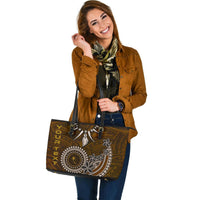 Chuuk Custom Personalised Large Leather Tote - Polynesian Boar Tusk - Polynesian Pride