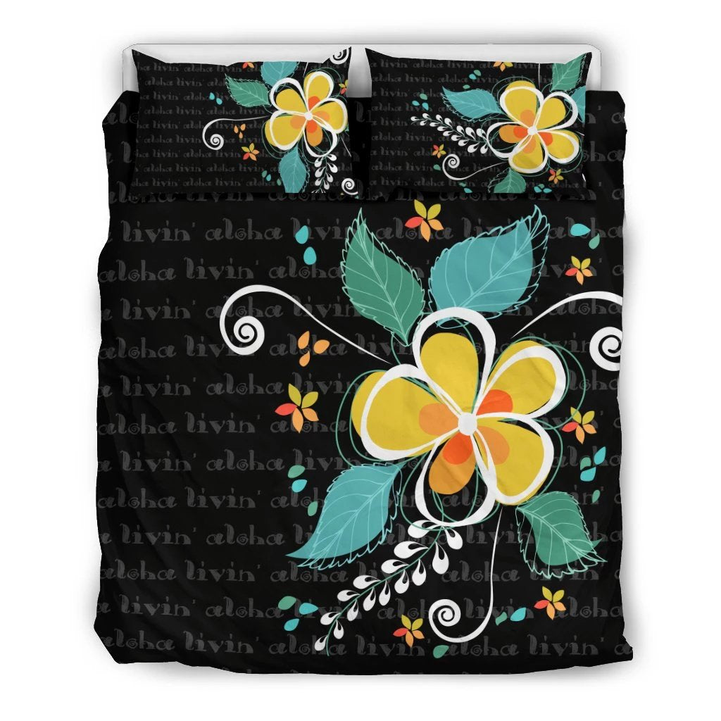 Hawaiian Aloha Plumeria Polynesian Bedding Set Art - Polynesian Pride