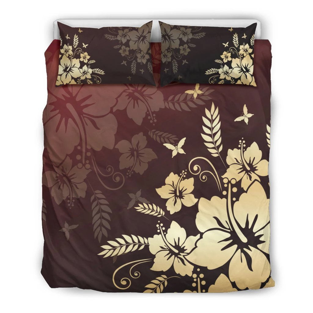 Hawaiian Golden Hibiscus Butterfly Polynesian Bedding Set Art - Polynesian Pride