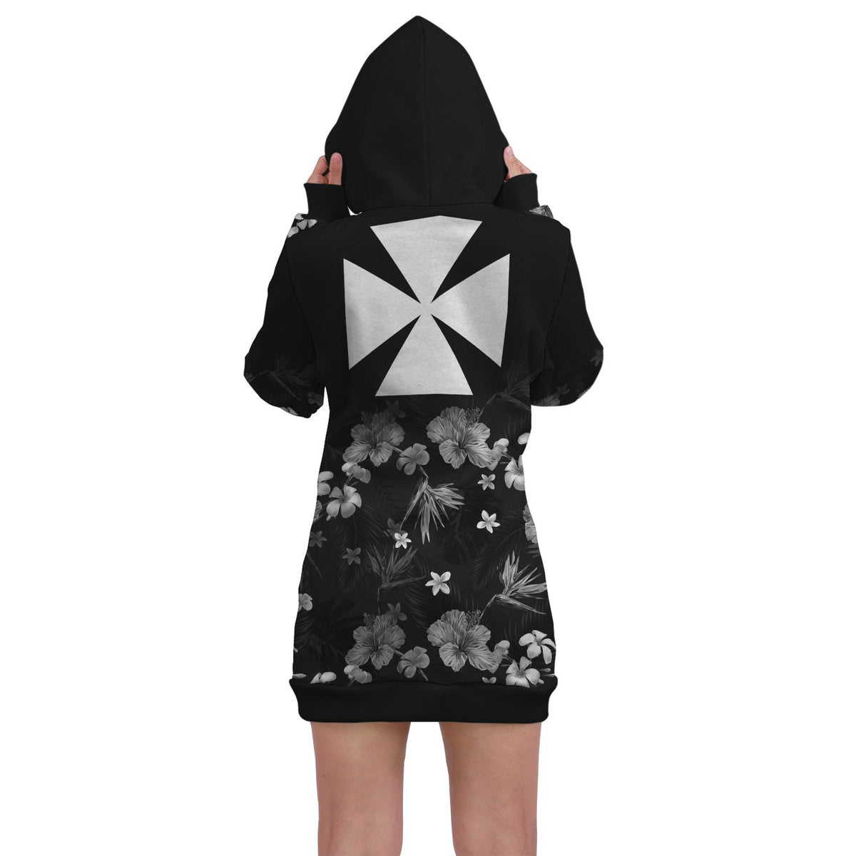 Wallis and Futuna Hoodie Dress - Wallis and Futuna Coat Of Arms Hibiscus Special 2 - Polynesian Pride