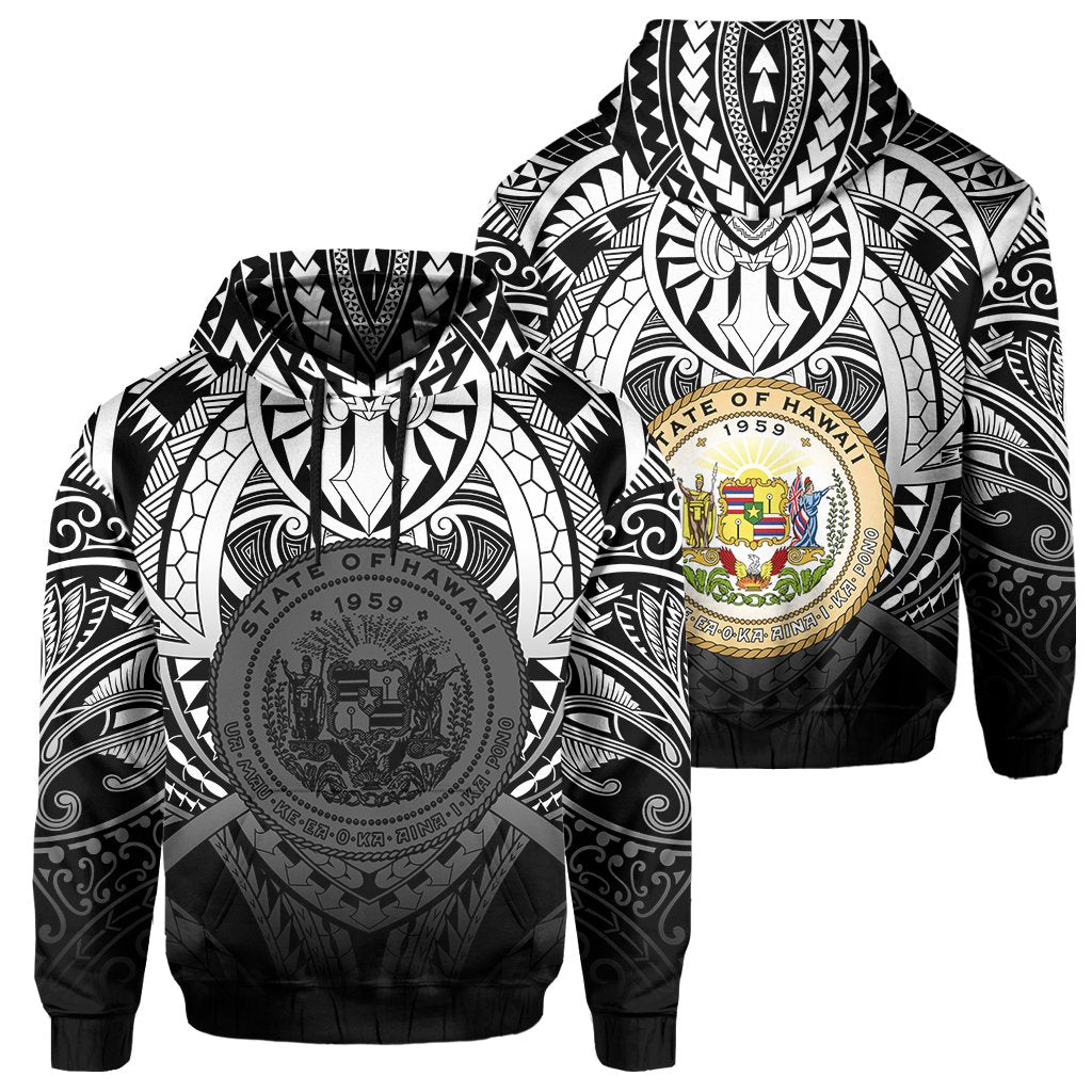 Hawaii Maka Polynesian Coat of Arms Hoodie Heaven Style White Unisex White - Polynesian Pride