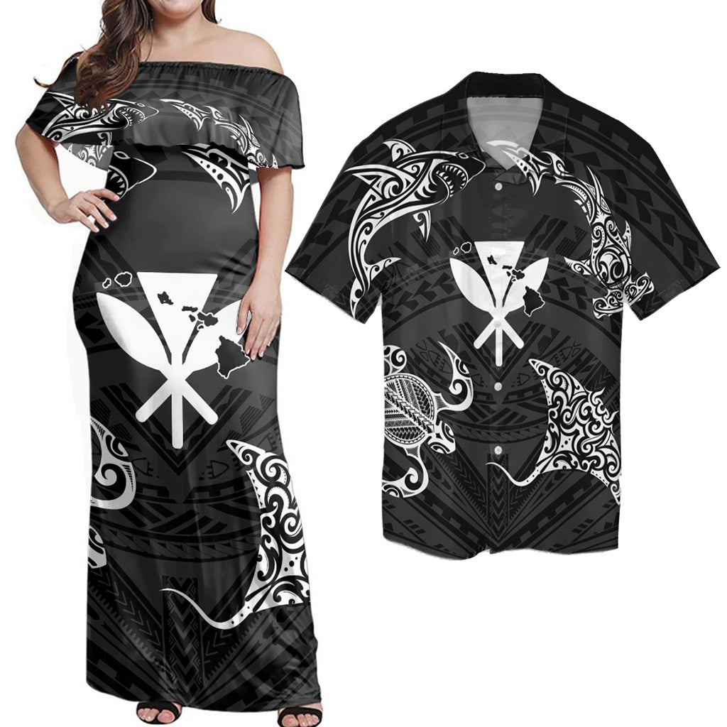 Polynesian Couple Outfits Matching Dress and Hawaiian Shirt Polynesian Turtle Hammerhead Shark Ray Kanaka Hawaii Circle RLT14 - Polynesian Pride