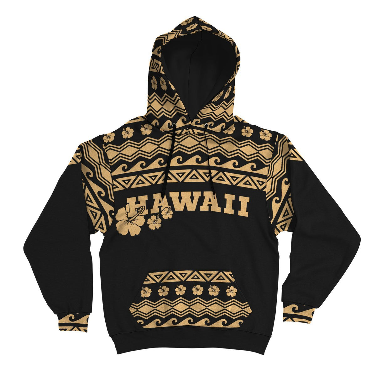 Polynesian Hawaii All Over Hoodie Yellow - Polynesian Pride