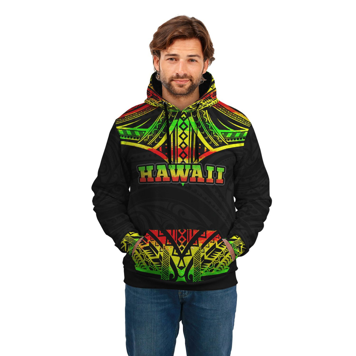 Polynesian Hawaii All Over Hoodie Reggae Turtle - Polynesian Pride