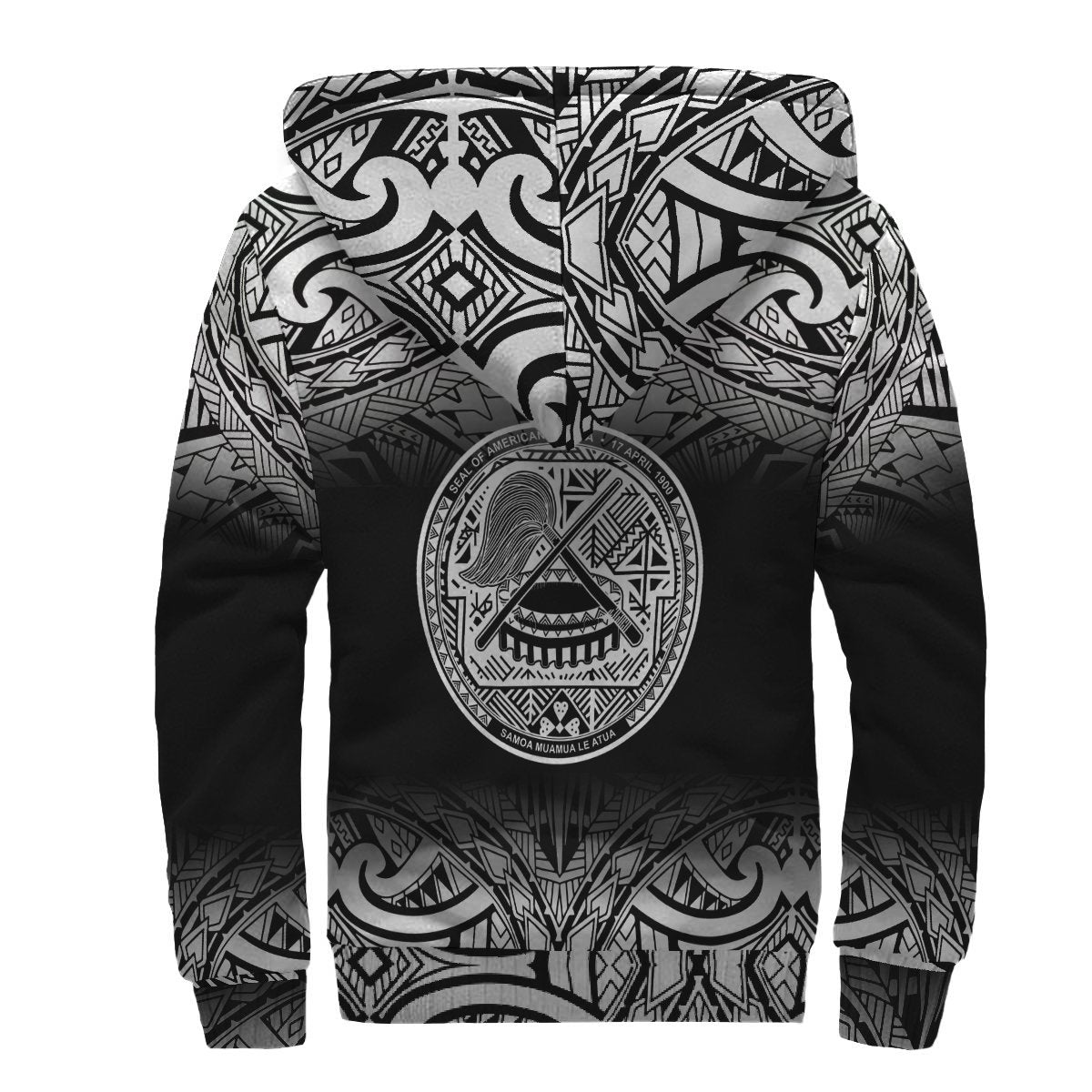 American Samoa Personalised Custom Polynesian Sherpa Hoodie - Fog Black - Polynesian Pride