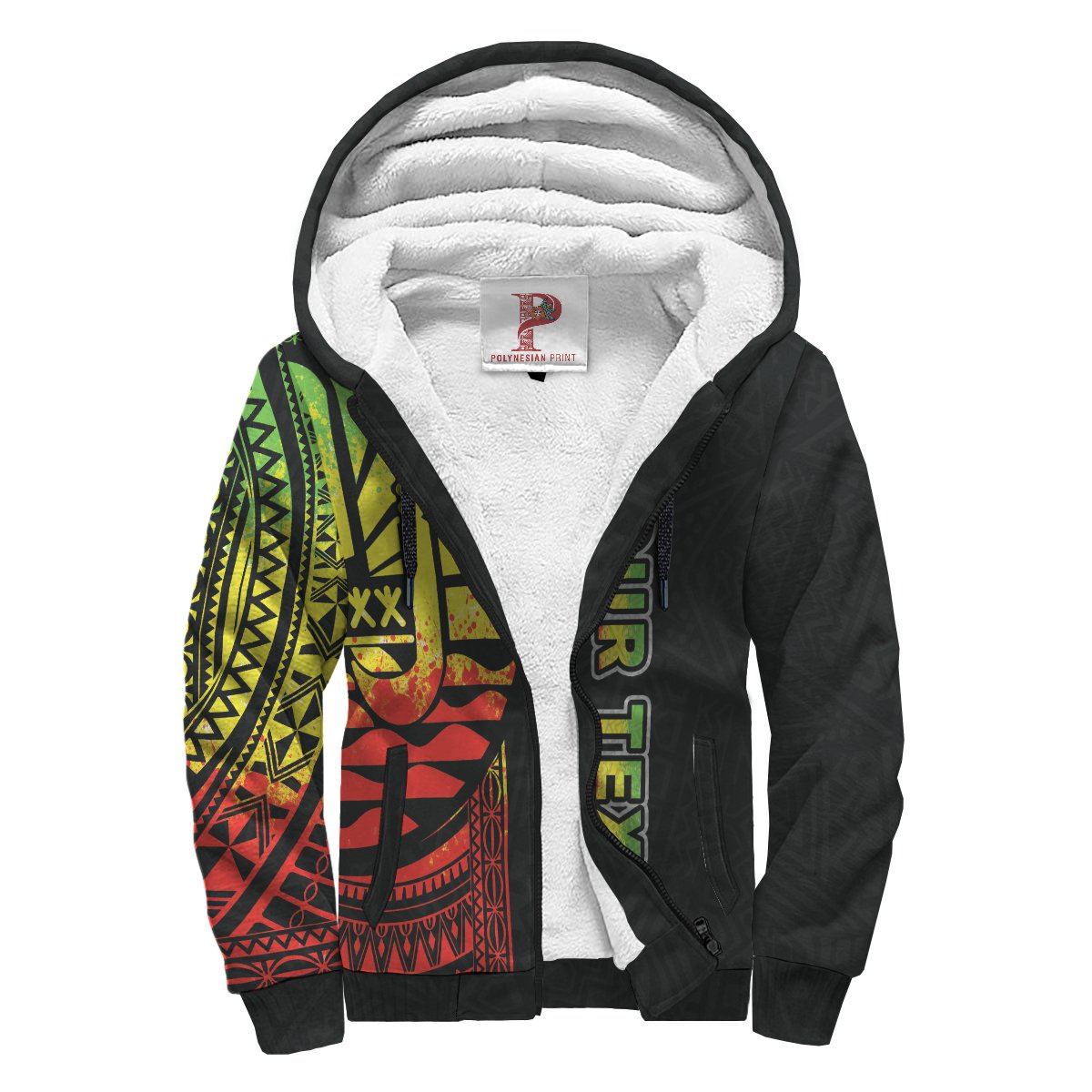 Tahiti (French Polynesia) Polynesian Personalised Custom Sherpa Hoodie - Reggae Line Reggae - Polynesian Pride