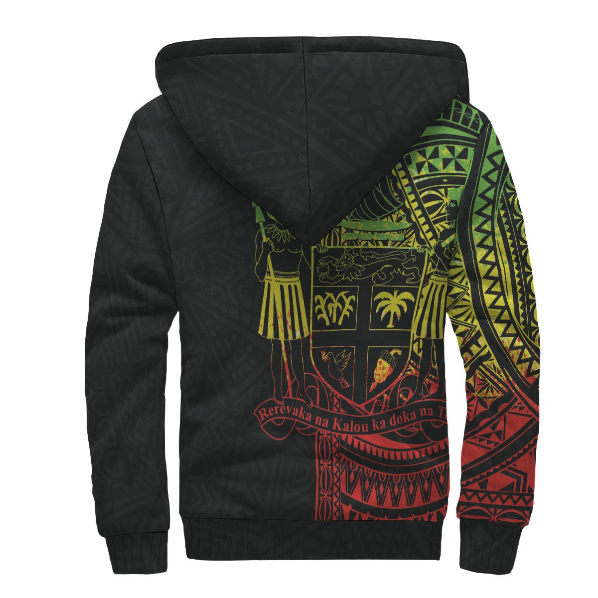 Fiji Polynesian Personalised Custom Sherpa Hoodie - Reggae Line - Polynesian Pride