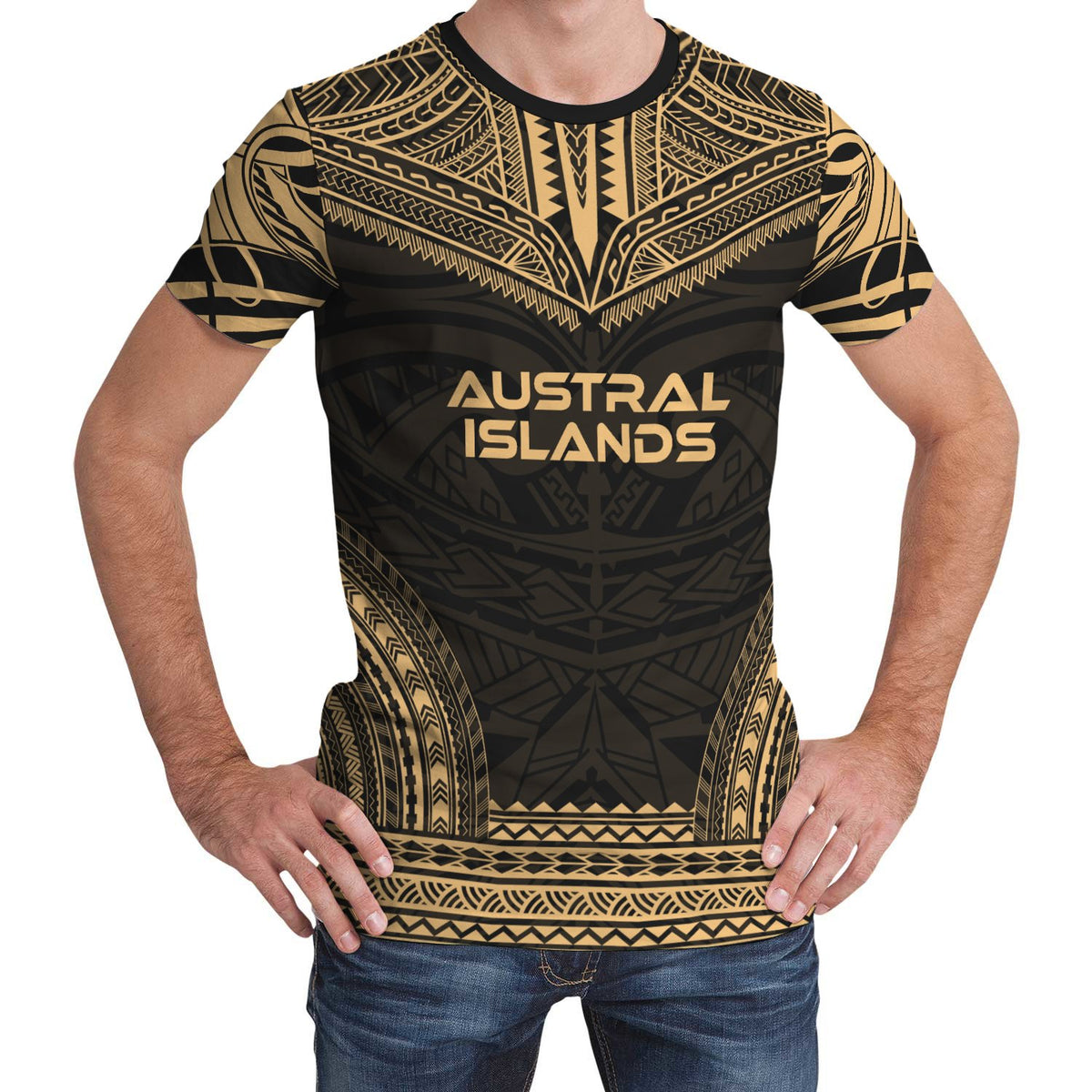 Austral Islands T Shirt Austral Islands Polynesian Chief Gold Version Unisex Gold - Polynesian Pride