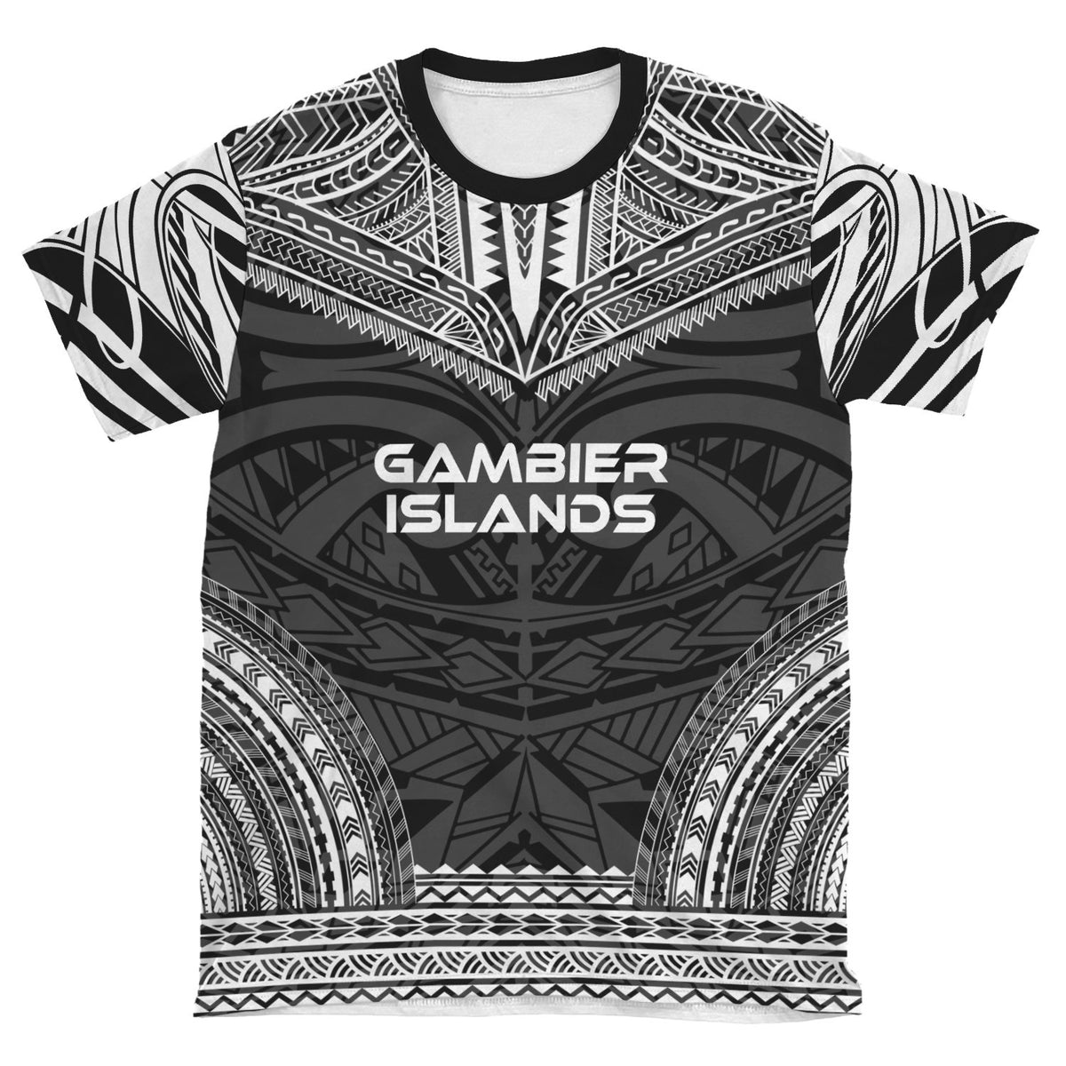 Gambier Islands T Shirt National Polynesian Chief Black Version - Polynesian Pride