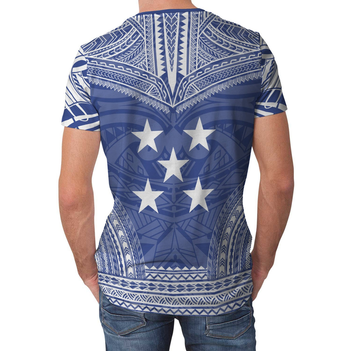 Gambier Islands T Shirt National Polynesian Chief Blue Version - Polynesian Pride