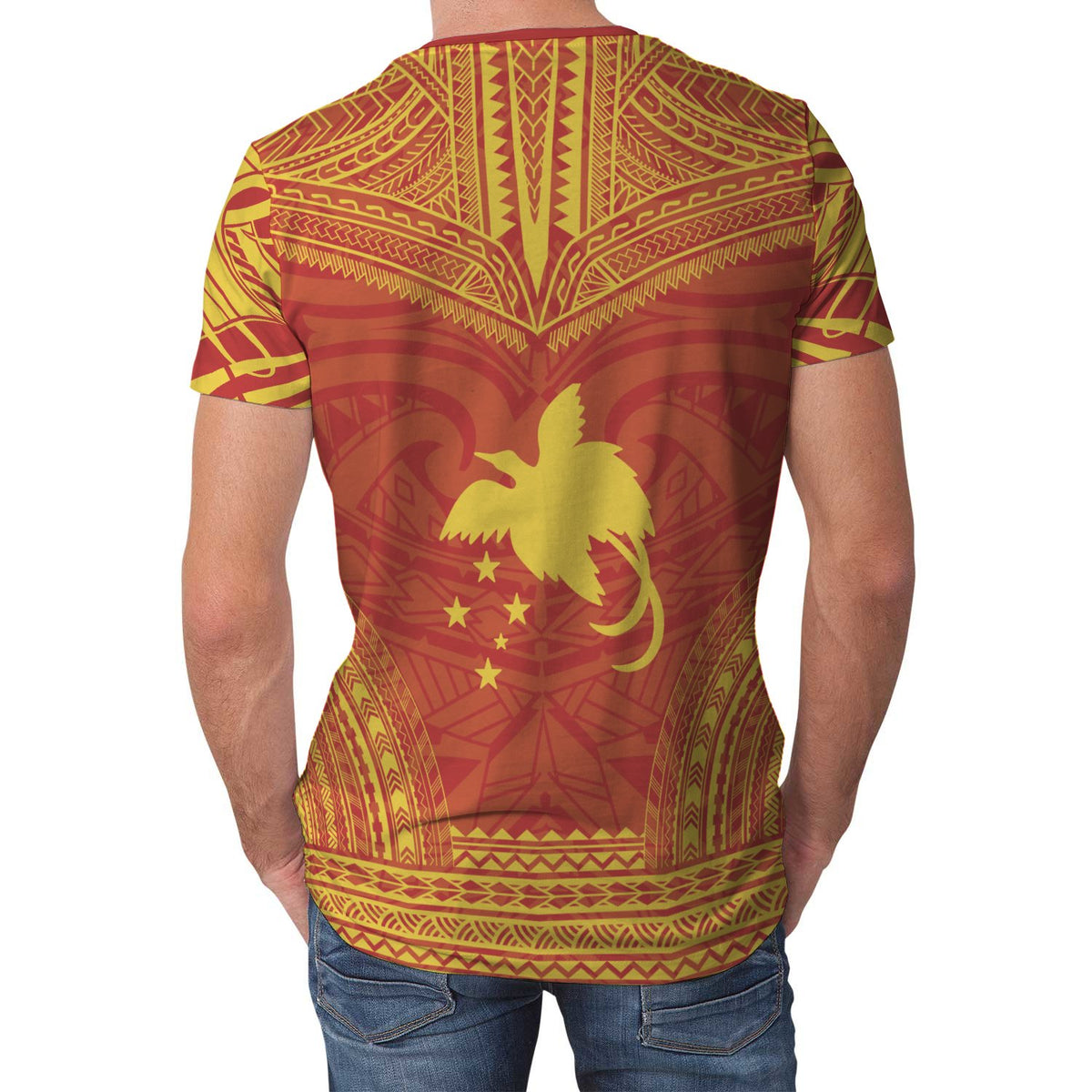 Papua New Guinea Unisex T Shirt Papua New Guinea Polynesian Chief Yellow Red Version - Polynesian Pride
