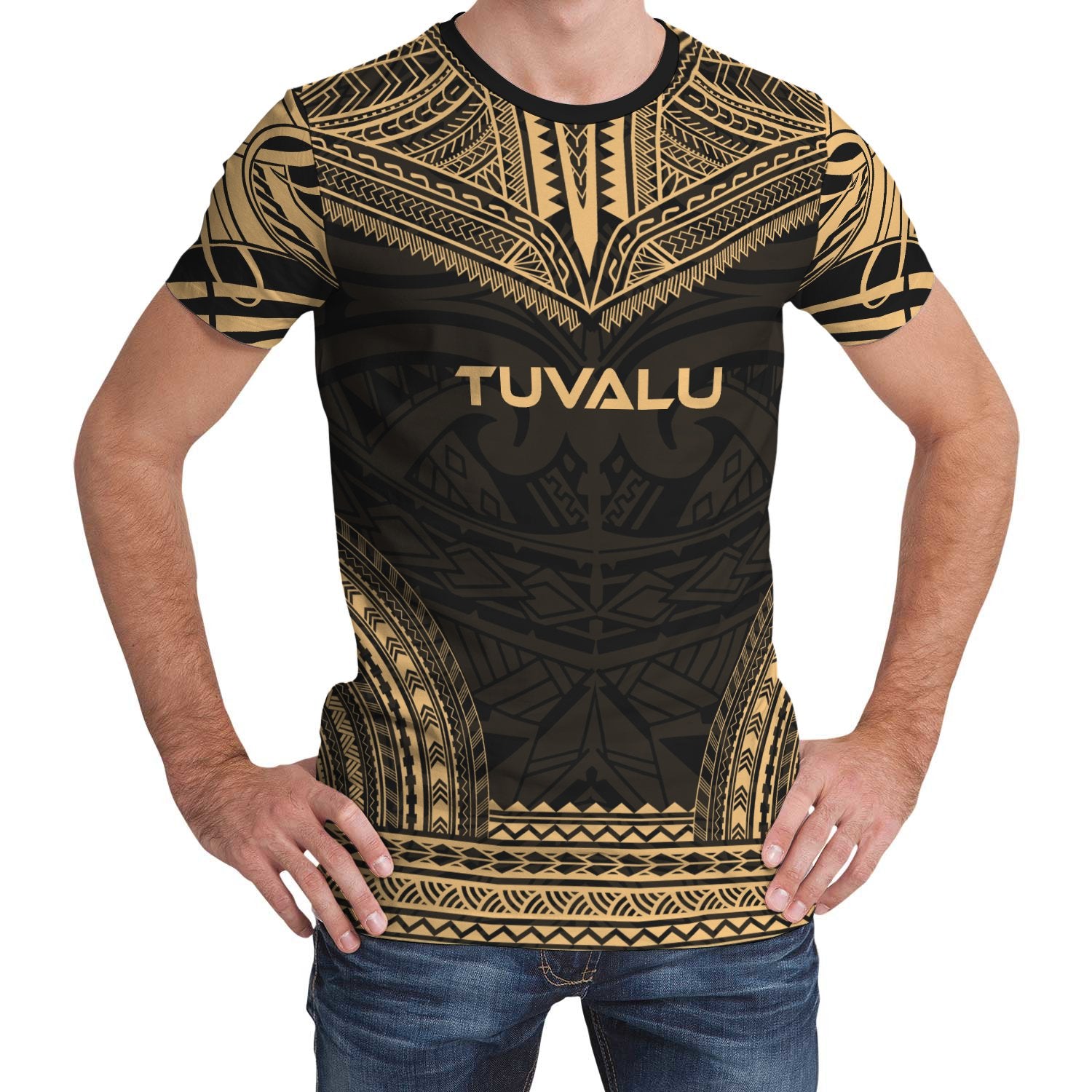 Tuvalu T Shirt Tuvaluan Polynesian Chief Gold Version Unisex Gold - Polynesian Pride