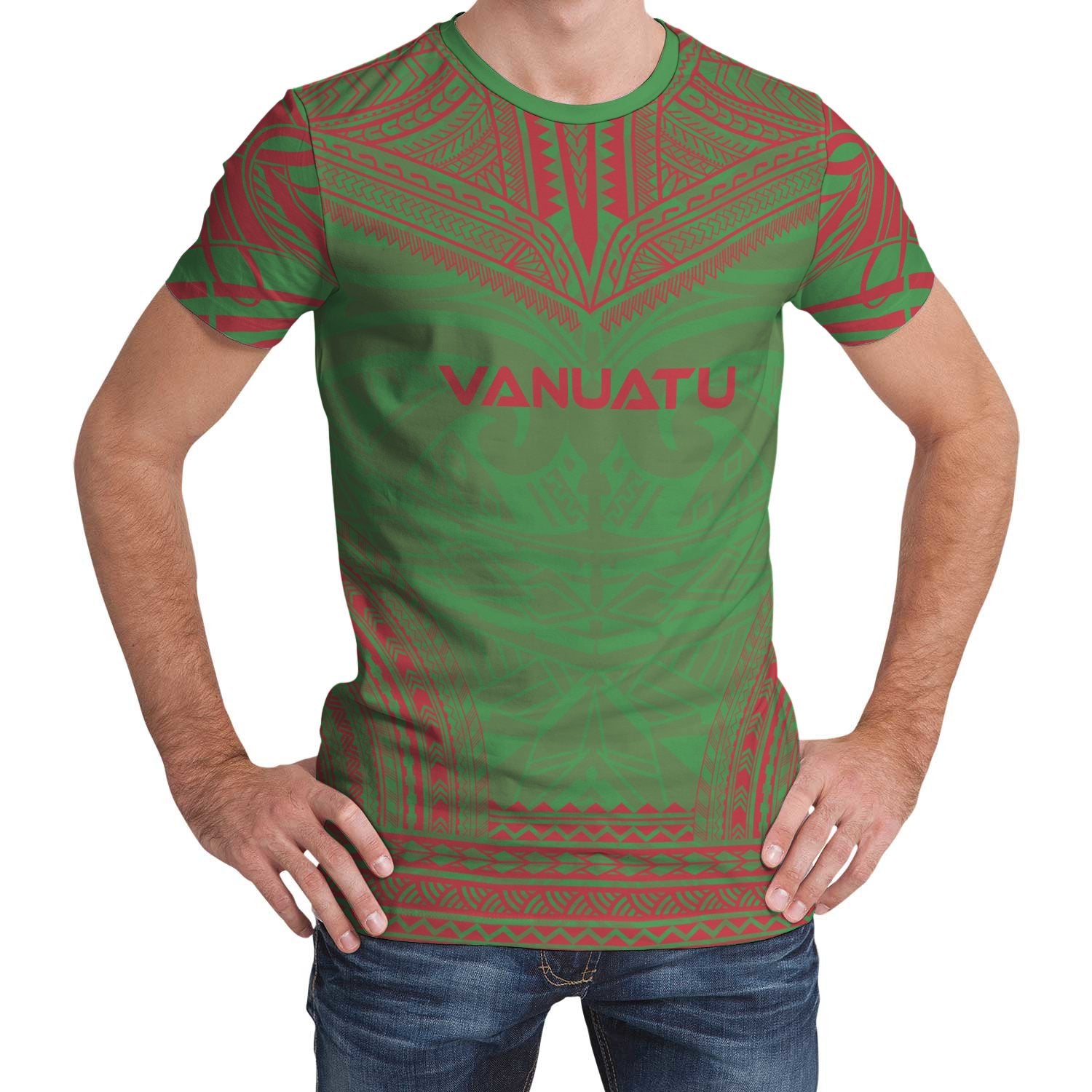 Vanuatu T Shirt Vanuatuan Polynesian Chief Green Version Unisex Green - Polynesian Pride