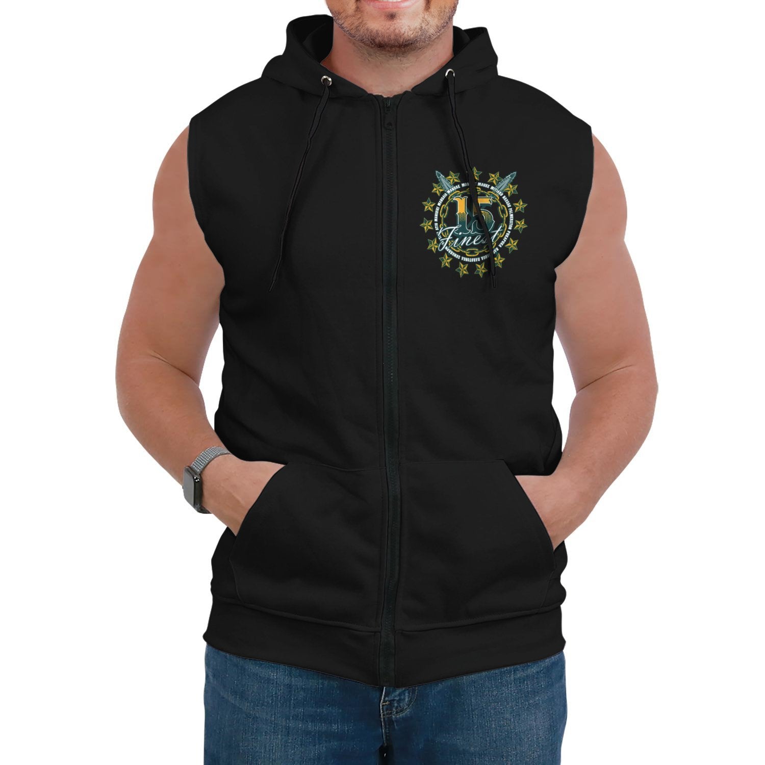 Cook Islands Sleeveless Hoodie Unisex Black - Polynesian Pride