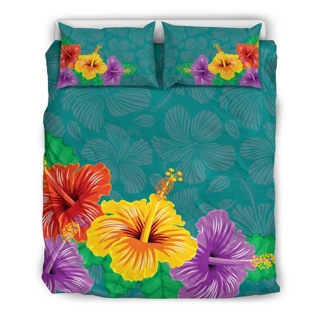 Hawaiian Colorful Hibiscus Polynesian Bedding Set Art - Polynesian Pride