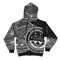 Federated States of Micronesia Hoodie Micronesia White Patterns With Coat of Arms - Polynesian Pride