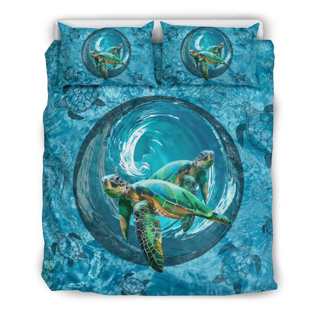 Hawaiian Whirlpool Turtle Polynesian Bedding Set Art - Polynesian Pride