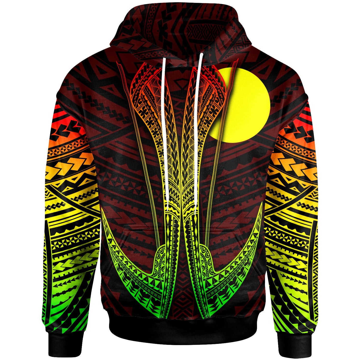 Palau Custom Hoodie Fish Hook Unisex Red - Polynesian Pride