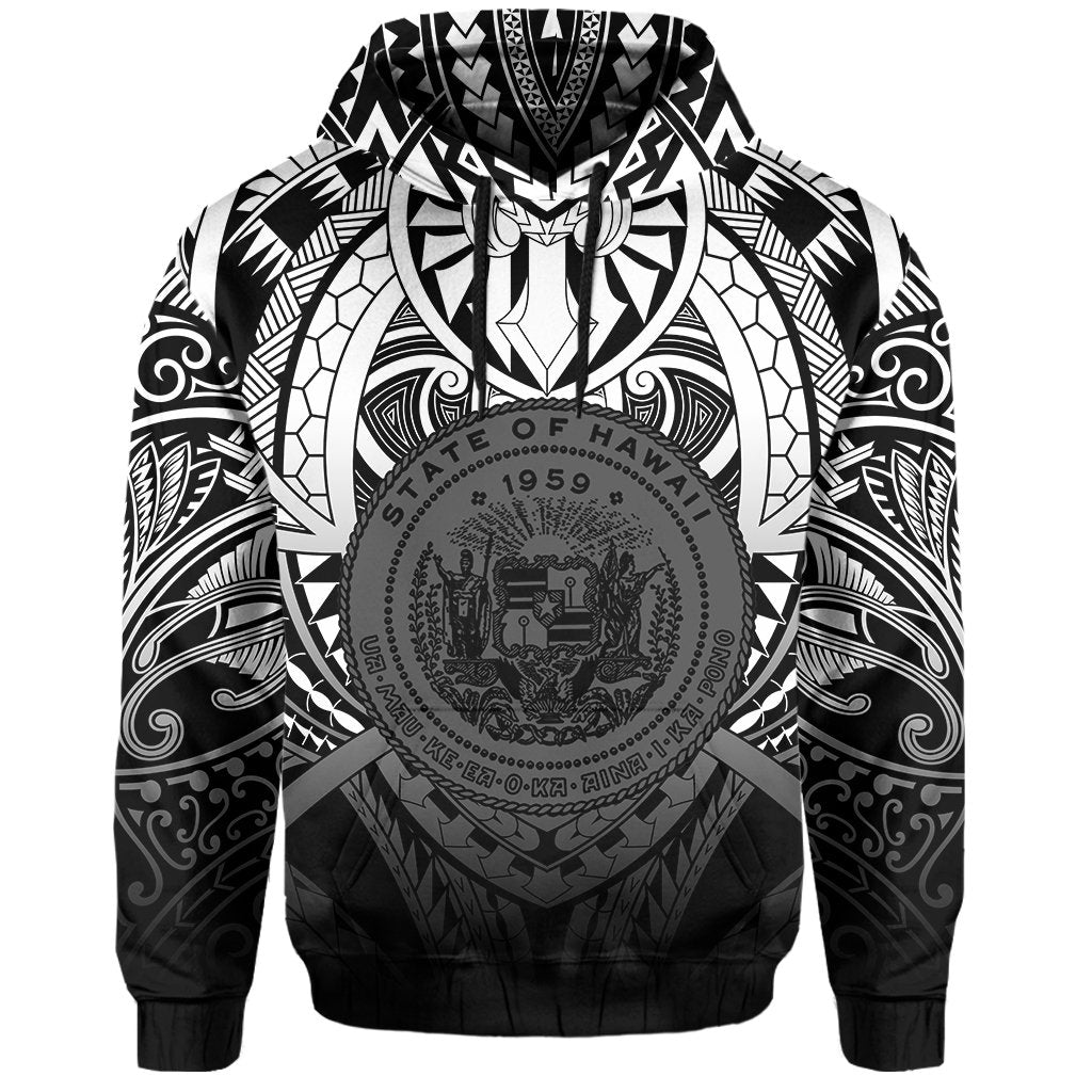 Hawaii Maka Polynesian Coat of Arms Hoodie Heaven Style White - Polynesian Pride