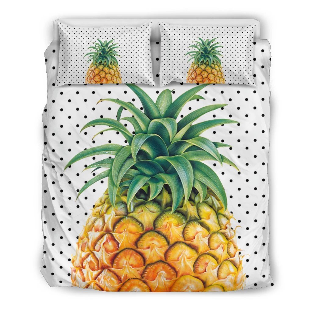 Hawaiian Pineapple Polka Dots Background Polynesian Bedding Set Art - Polynesian Pride