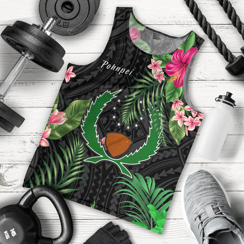 Pohnpei Micronesia Men Tank Top Tropical Flowers LT13 - Polynesian Pride