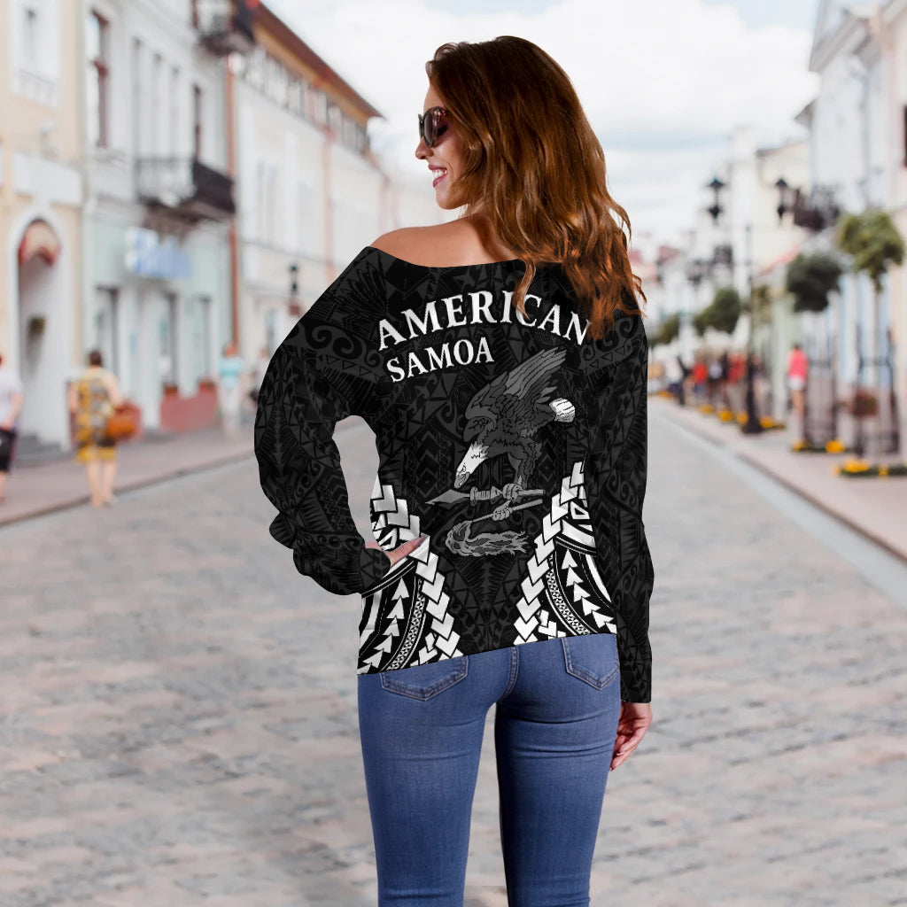 American Samoa Off Shoulder Sweater Eagle mix Polynesian LT13 - Polynesian Pride