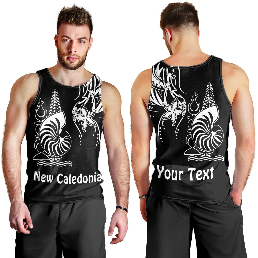 (Custom Personalised) New Caledonia Men Tank Top Emblem Nautilus Shell Version Black LT13 Black - Polynesian Pride